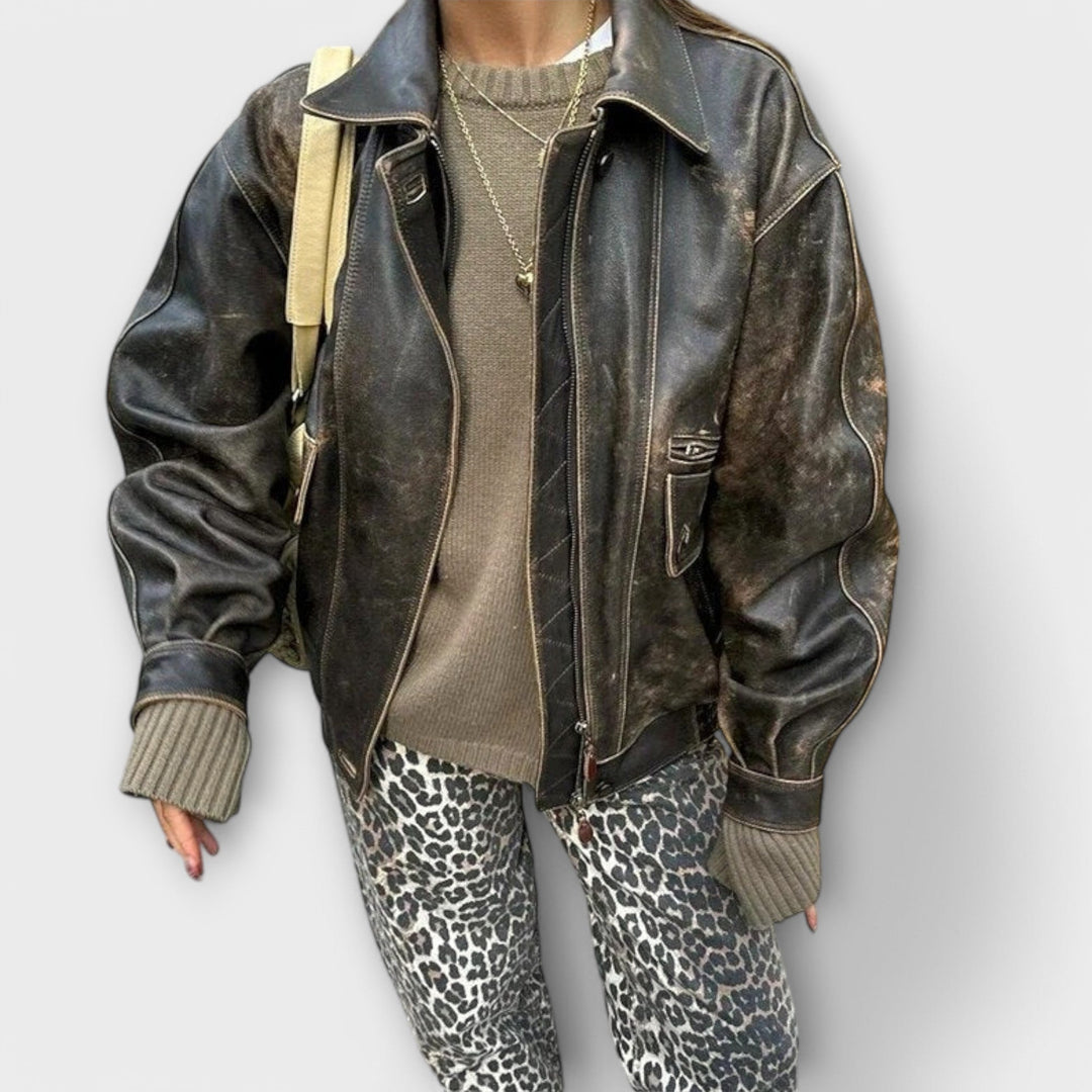 Chandra - Calças de ganga vintage leopardo