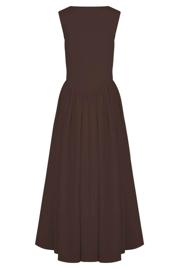 Sara - Vestido midi em malha castanho