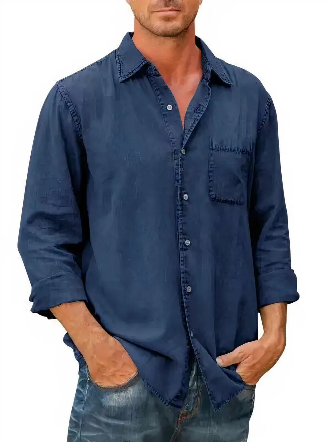 Camisa - Mistura de Denim Longa