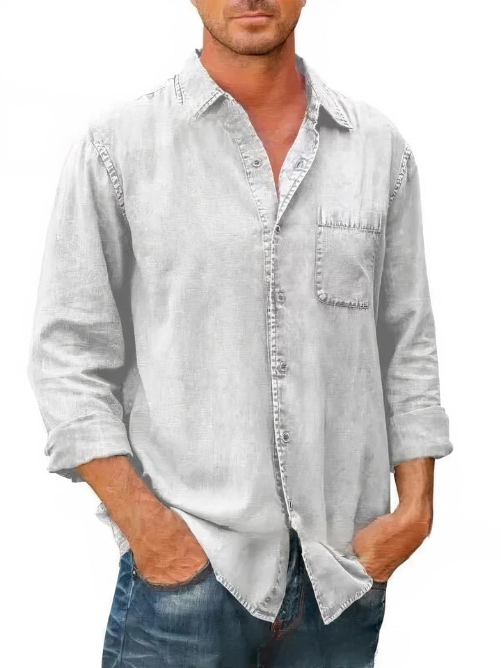Camisa - Mistura de Denim Longa