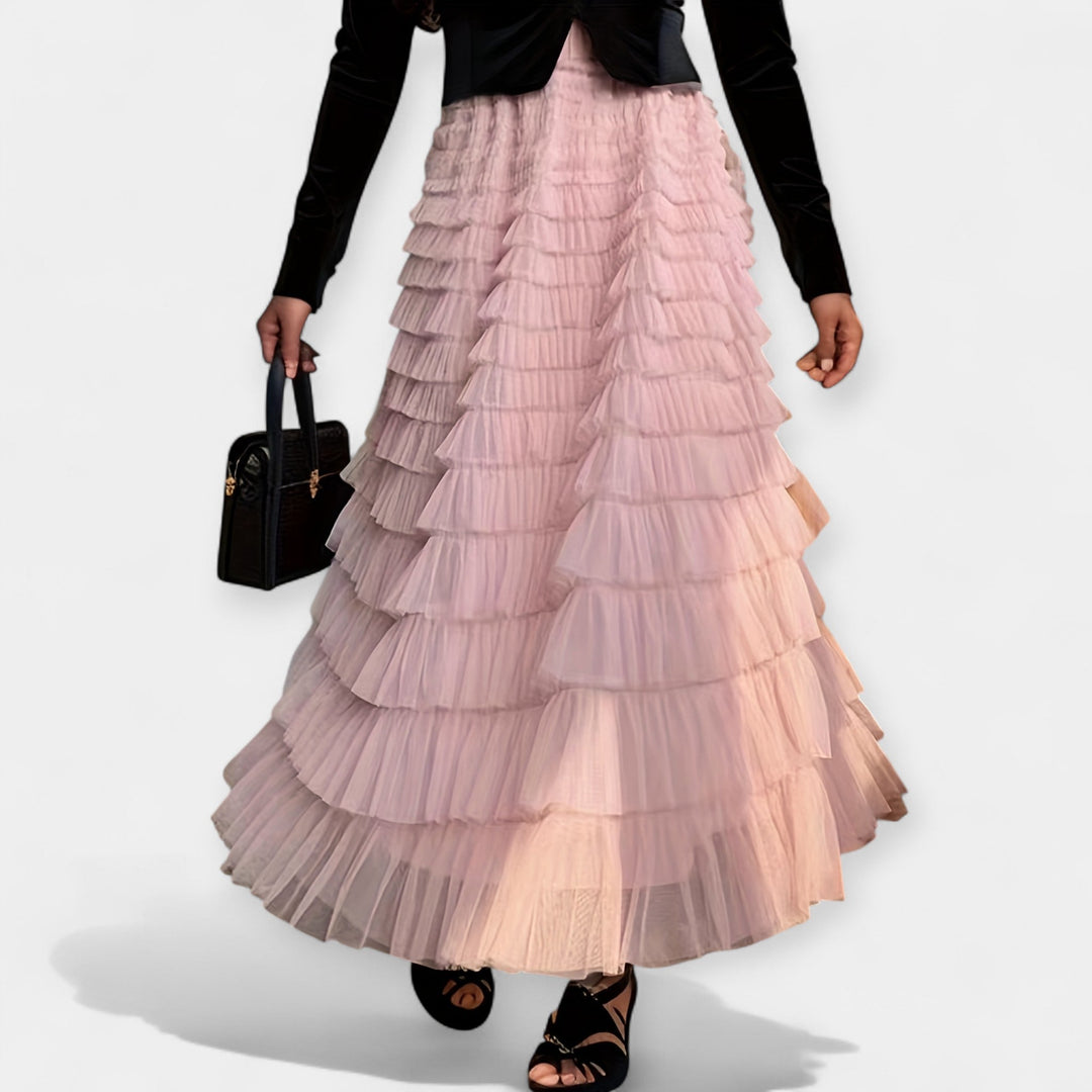 Saia Elegante com Detalhe de Tule