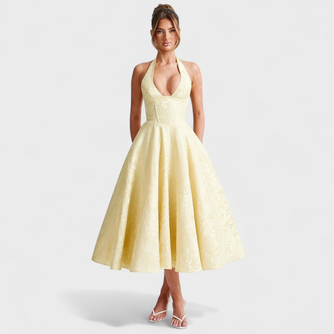 Halina - Vestido midi com espartilho