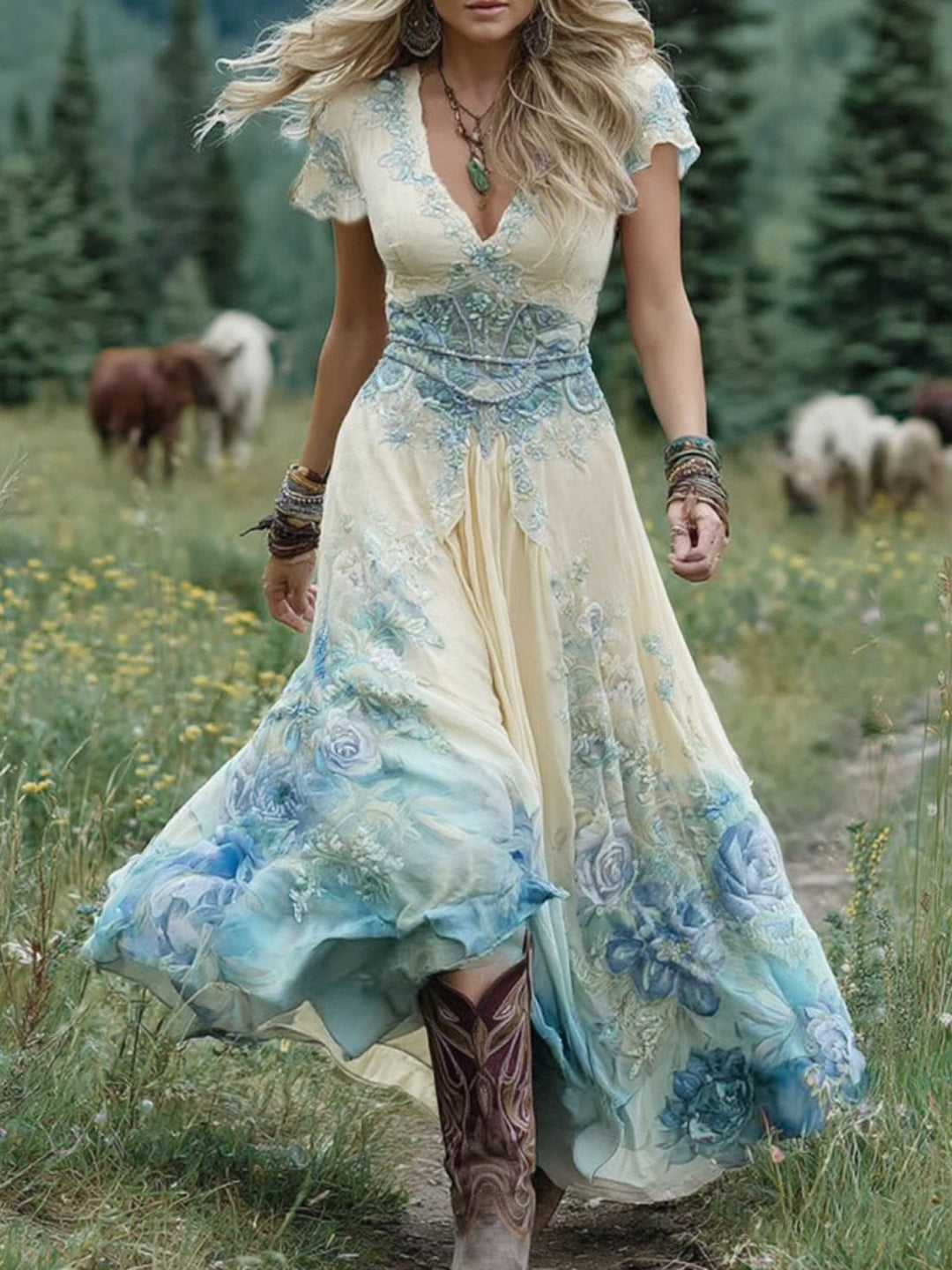 Serena - Vestido Maxi Curto Floral