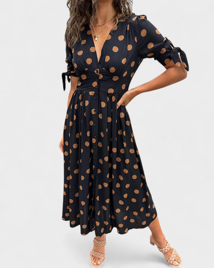 Mónica - Vestido Elegante de Bolinhas