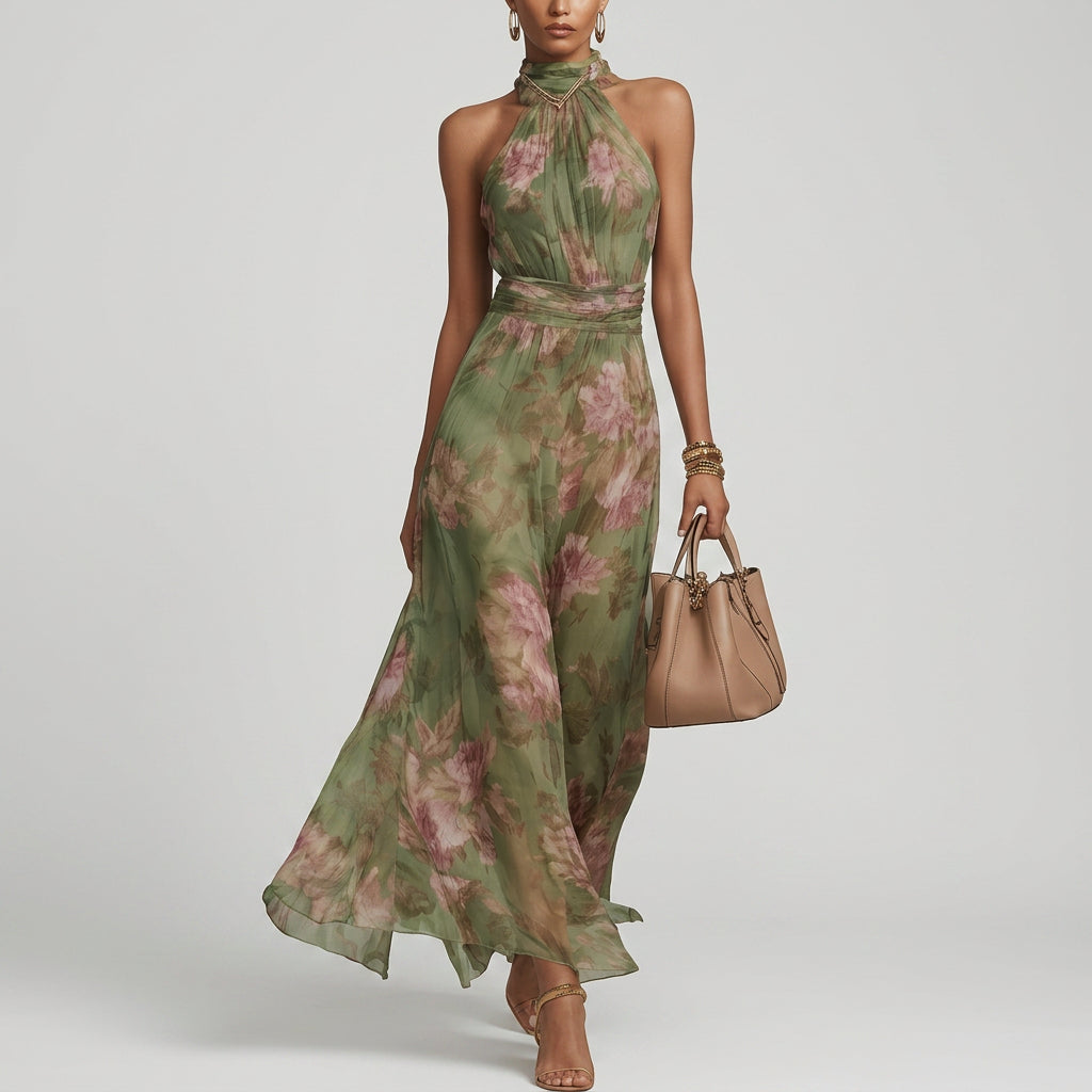 Filipa - Vestido Longo Halter Floral