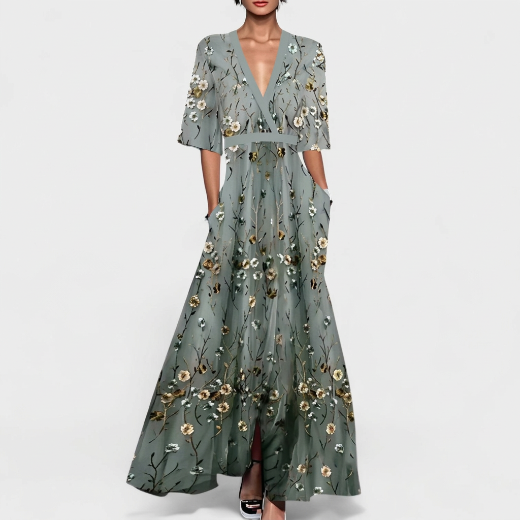 Rute - Vestido maxi floral elegante