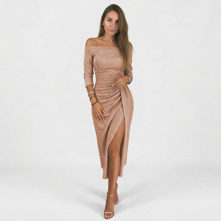 Natália - Vestido chique ombros descobertos