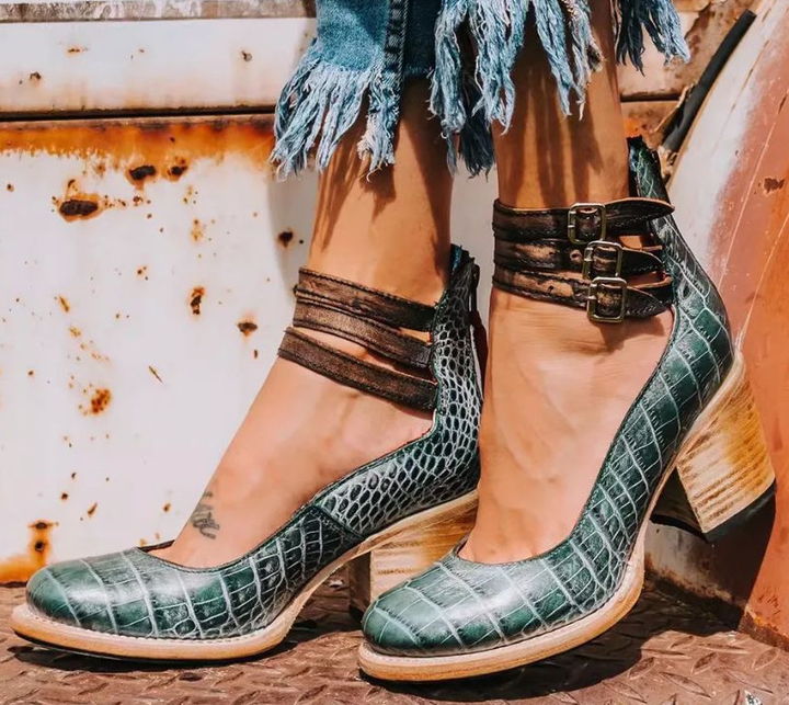 Ginevra - Sapatos de salto alto com tiras múltiplas e sola grossa
