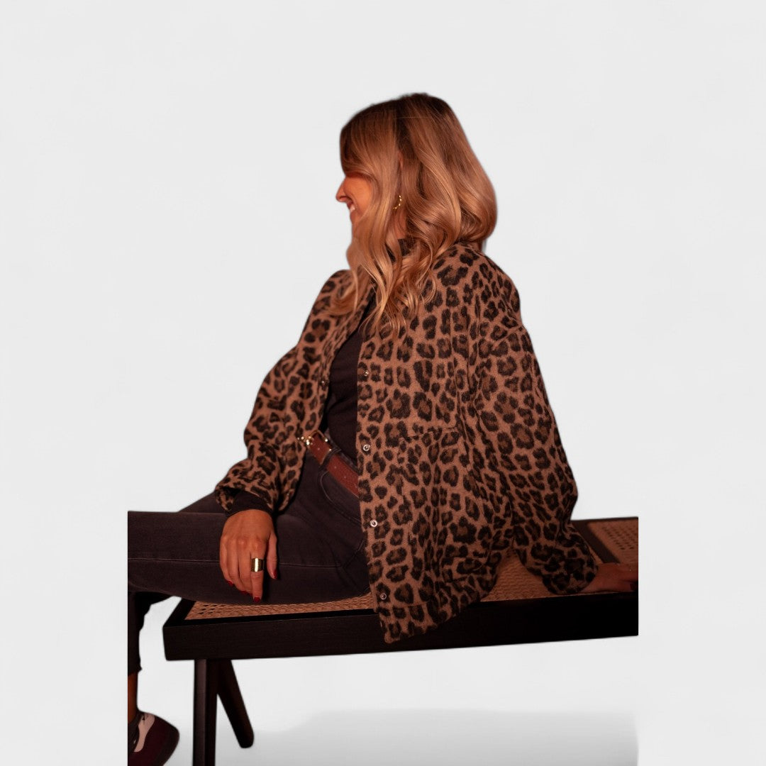 Rosa - Casaco moderno padrão leopardo