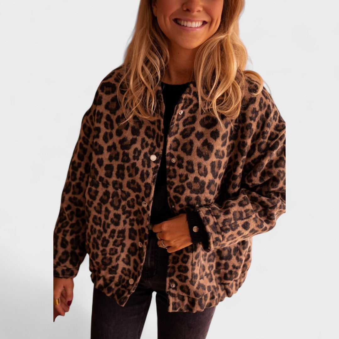 Rosa - Casaco moderno padrão leopardo