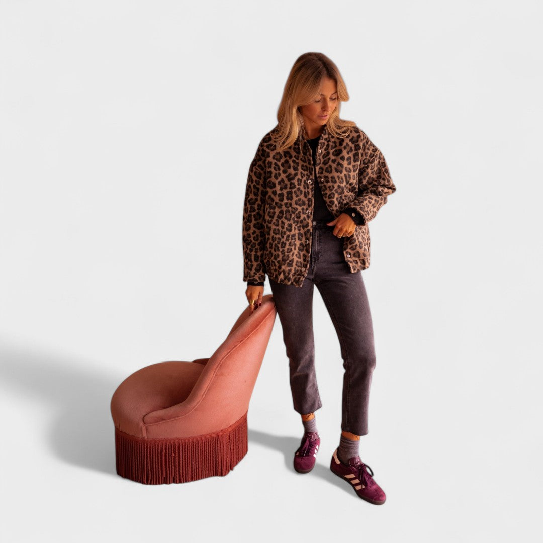 Rosa - Casaco moderno padrão leopardo