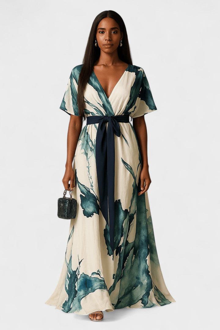Vanessa - Vestido Longo Estampa Aquarela