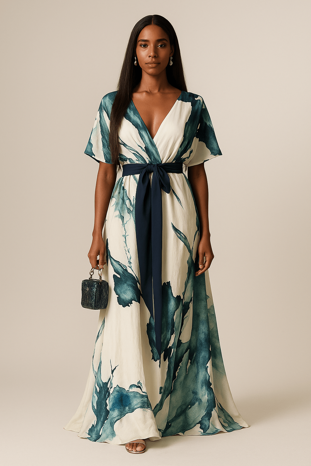 Vanessa - Vestido Longo Estampa Aquarela