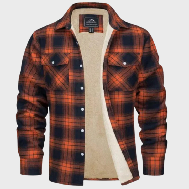 Tiago - Casaco Trucker Riscas Fleece