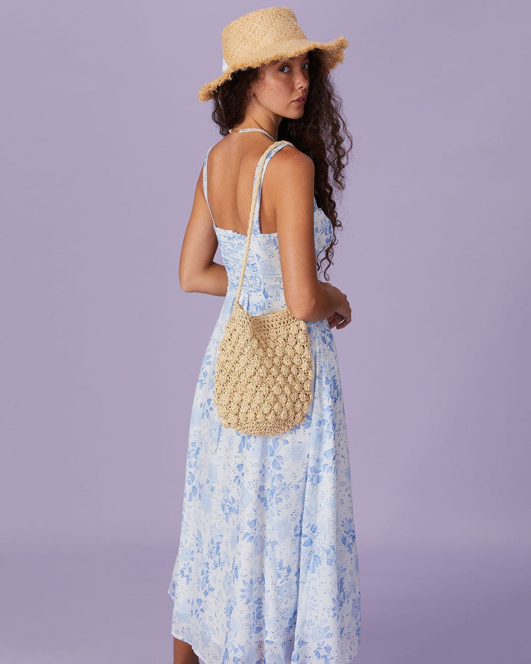 Renata - Vestido Midi Azul Floral