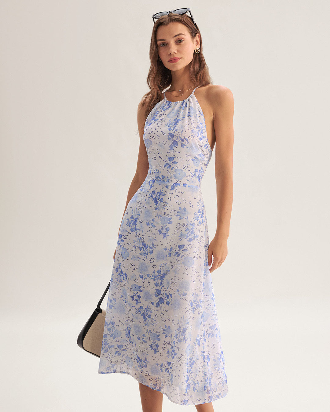 Clarice - Vestido Midi Azul Floral