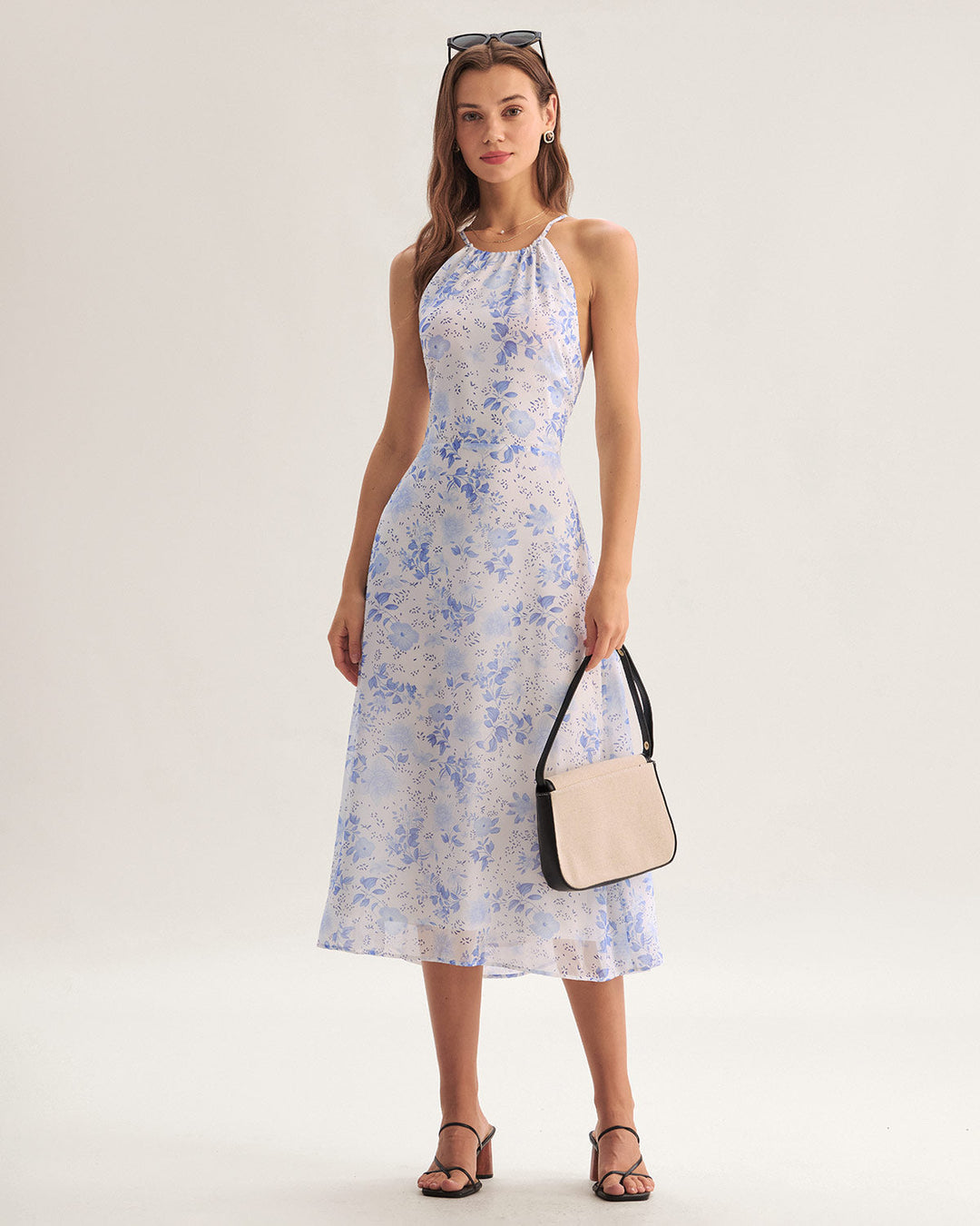 Clarice - Vestido Midi Azul Floral