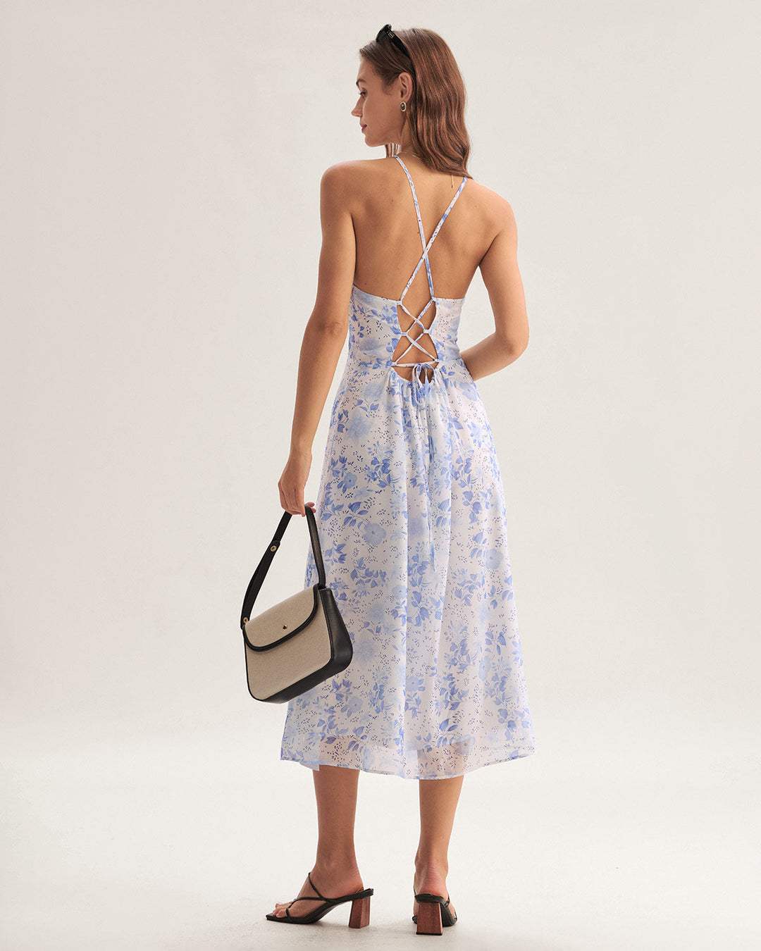 Clarice - Vestido Midi Azul Floral