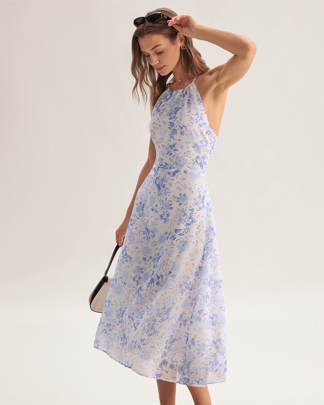 Clarice - Vestido Midi Azul Floral