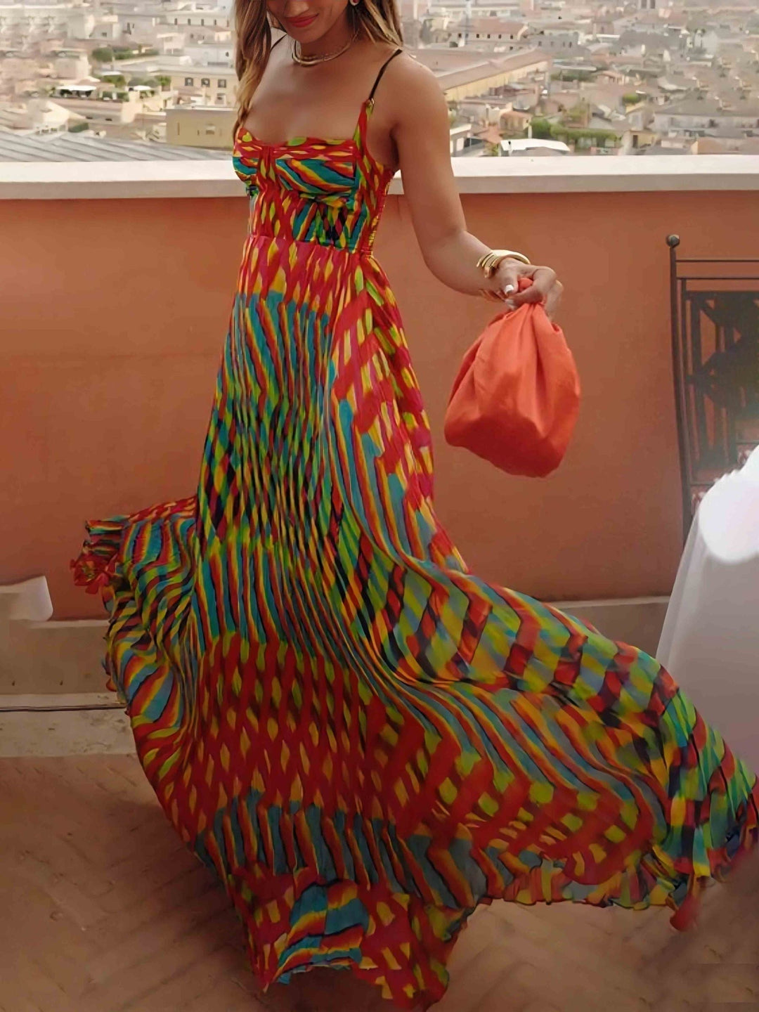 Aria - Vestido Maxi Estampado Abstrato