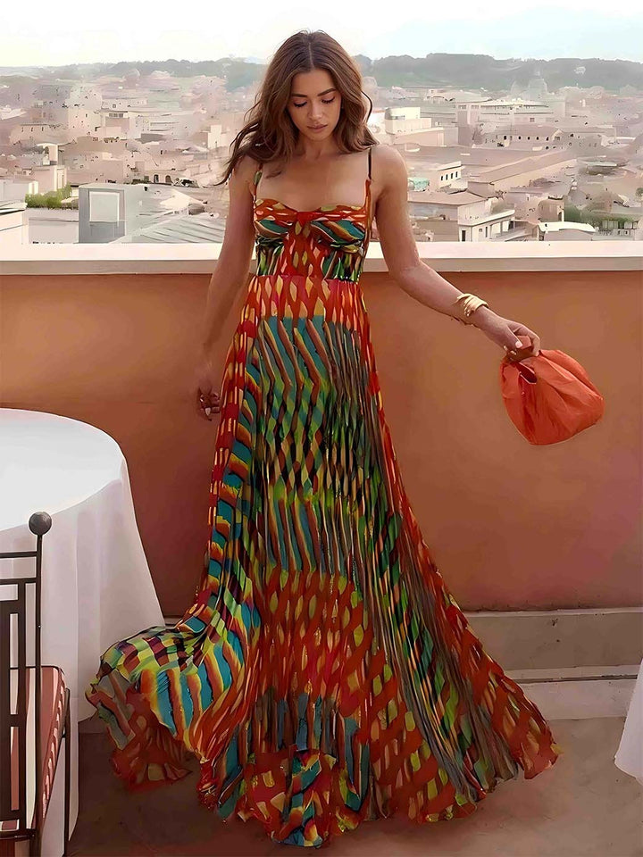 Aria - Vestido Maxi Estampado Abstrato